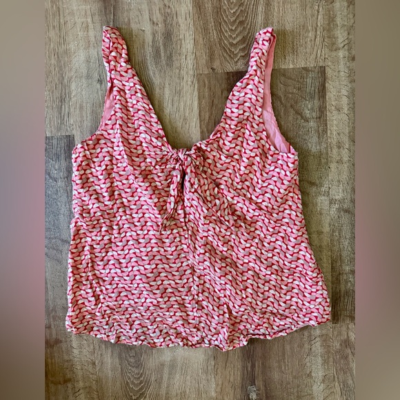 Maeve Pink and White Patterned Lined Tank Top XS - Picture 1 of 6